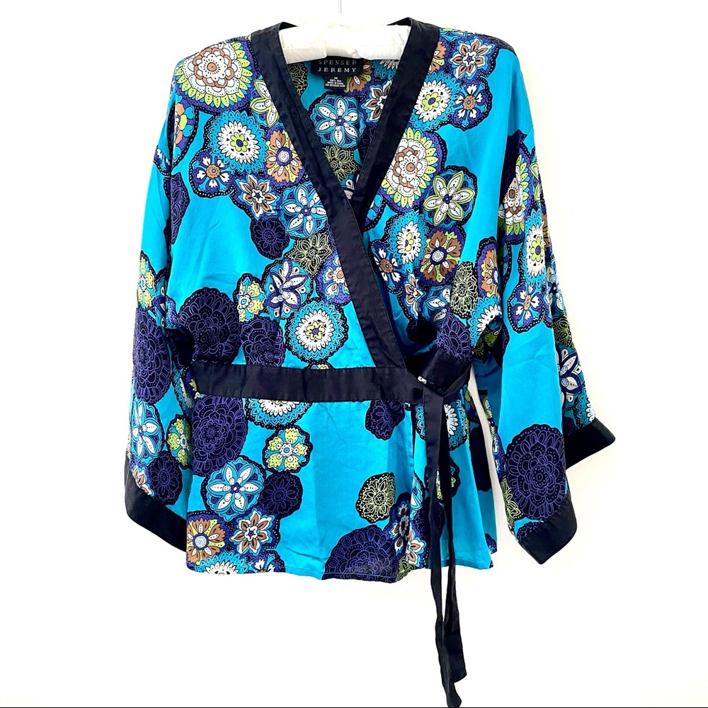 Silk wrap top turquoise